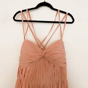 Peach Spaghetti Strap Chiffon Bridesmaid Dress